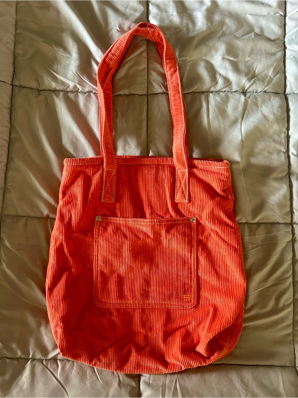 NWOT Urban Outfitters Corduroy Tote Bag in Coral Orange - Casual Everyday Carry